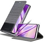 Cadorabo Hülle kompatibel mit Motorola Moto G7 / G7 Plus aus Jeans & Kunst Leder Flip Klappbare Magnetische [Standfunktion] [Kartenfächern] Cover Hülle für Motorola Moto G7 / G7 Plus Tasche in Grau