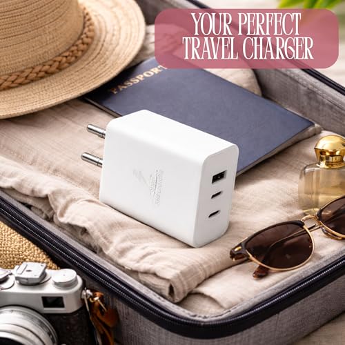 Image of Umake 85W GaN Fast Charger Adapter with 2 USB-C & 1 USB-A Ports | PD 3.0 PPS QC Fast Charging | Compatible with MacBook, iPhone 16 /15 /14, Samsung Galaxy S25 /S24 /S23, iPad, OnePlus & Android