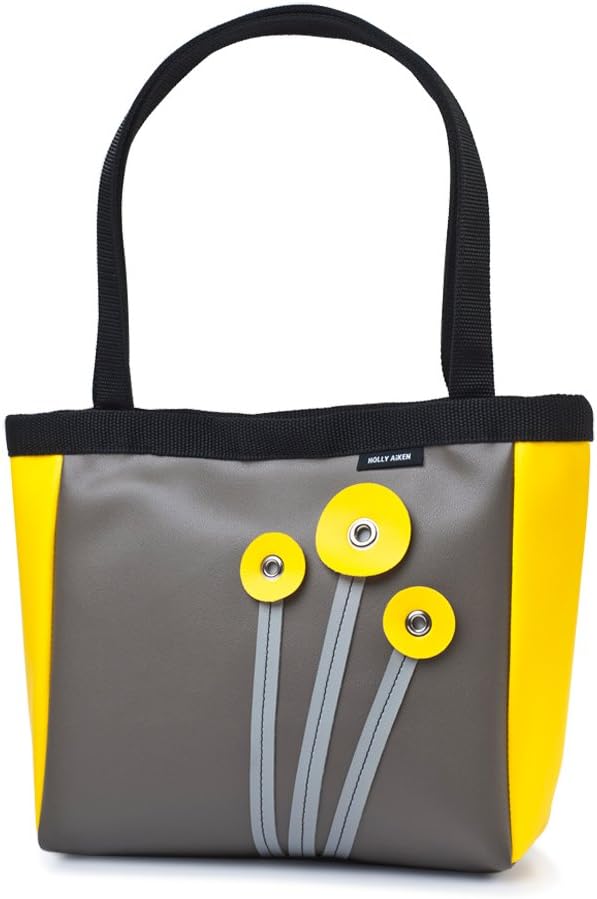 Poppy Coupe Small Tote, Gunmetal/Yellow
