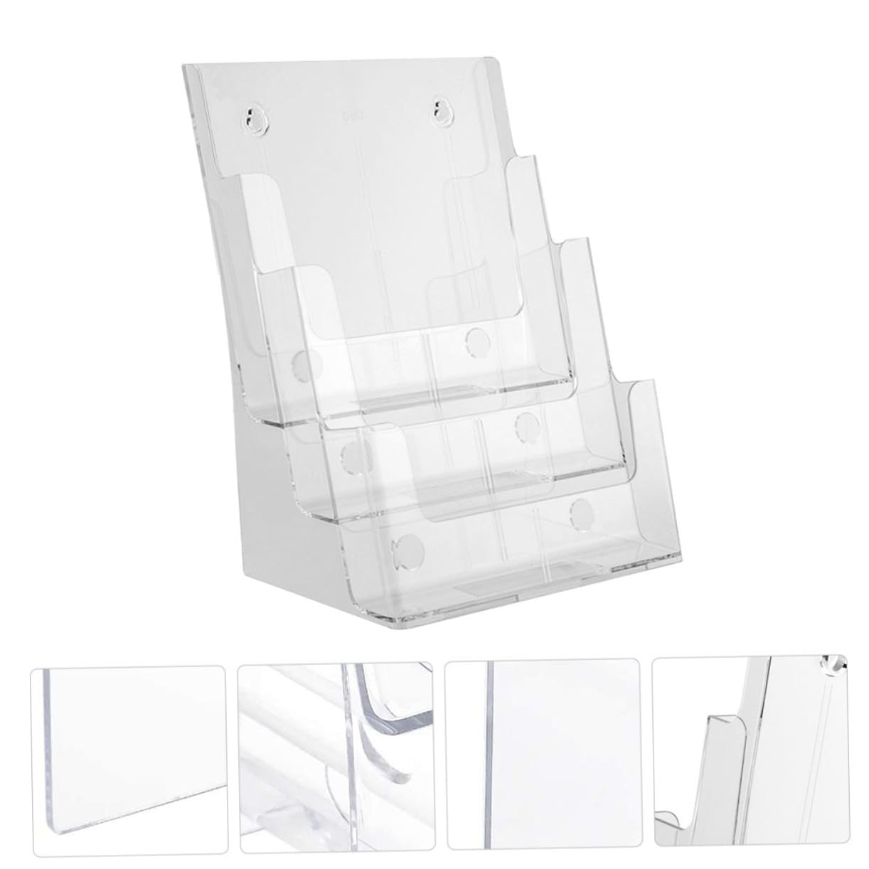 Porta Riviste Acrilico Trasparente a 3 Strati 245x160x320mm, Organizzatore di Documenti Cartacei e Portaoggetti per Ufficio, Scaffale Portadocumenti da Scrivania per Cataloghi