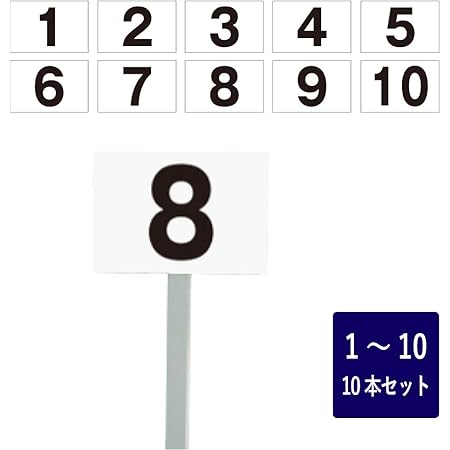 Amazon 番号札 屋外 1 10セット H165 W250mm アルミ角柱付き アルミ複合板 駐車場 Scn 101 10 標識 サイン 文房具 オフィス用品