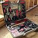 Apollo Tools 144 Piece Household Tool Set with Convenient Cordless Screwdriver and Most Used Tools in Sturdy Carrying Case for Home Repairs, DIY and Crafts - Red - DT8422