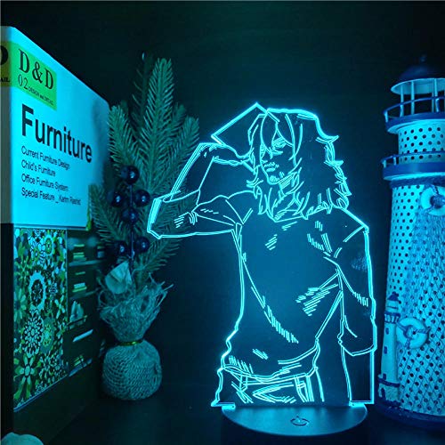 MY HERO ACADEMIA Boku no Hero Academia lámpara LED de ANIME Shota Aizawa luces nocturnas que cambian de Color para decoración de dormitorio-Base negra sin control remoto Cover