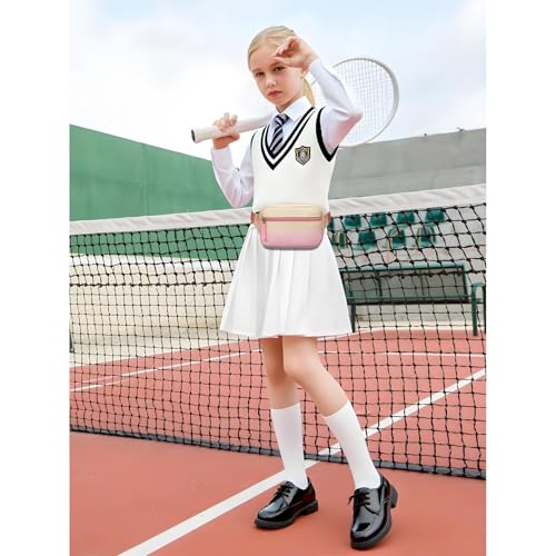 Image of Fanny Pack Birthday Gifts for 7 8 9 10 11 12 13 Year Old Teens Girls Kids, Preppy Cute Trendy Stuff Colorblock Crossbody Bag Adjustable Belt Bags, Dorm Travel Essentials for Girl Fashion