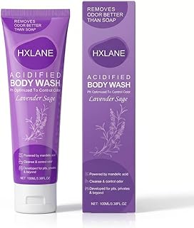 Acidified Body Wash， 24H Body Odor Control Better than Soap， pH Balanced Gentle Creamy Formula，Moisturizing Lavender Sage Body Wash Gel，Travel Size