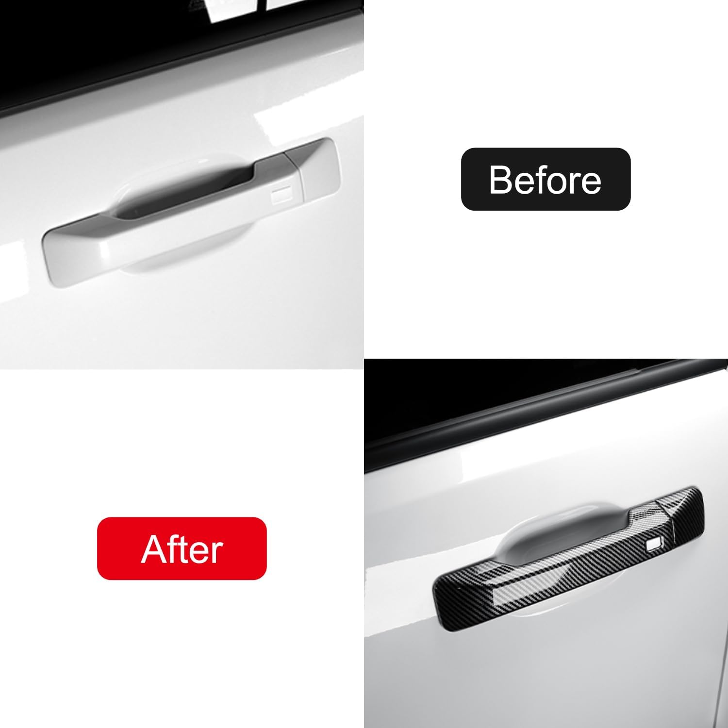 for Hyundai Santa Fe 2023-2025 Carbon Fiber Black Side Door Handle Cover Trim 5pcs Car Accessories