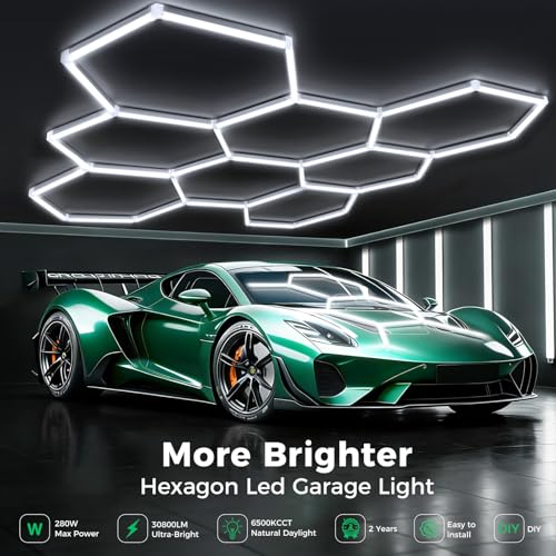Lámpara de techo LED hexagonal con 8 módulos en cruz y 35 tubos acoplables de alta potencia 3
