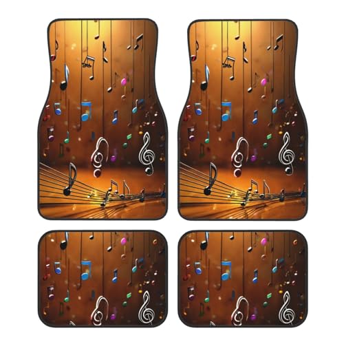 Tapis de voiture notes de musique universels pour camionnette, SUV et berline - 4 pièces