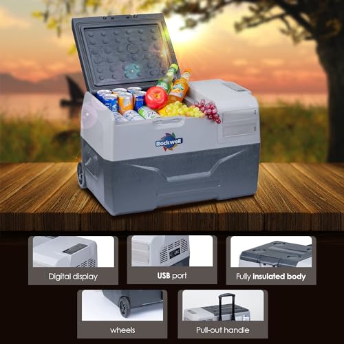 Image of Rockwell 27Ltr Car Cooler /Freezer, Portable Fridge for Outdoor Adventures, 5 Year Warranty, 240V AC Power Cord & 12V Car Adapter (RMC30S, Grey)