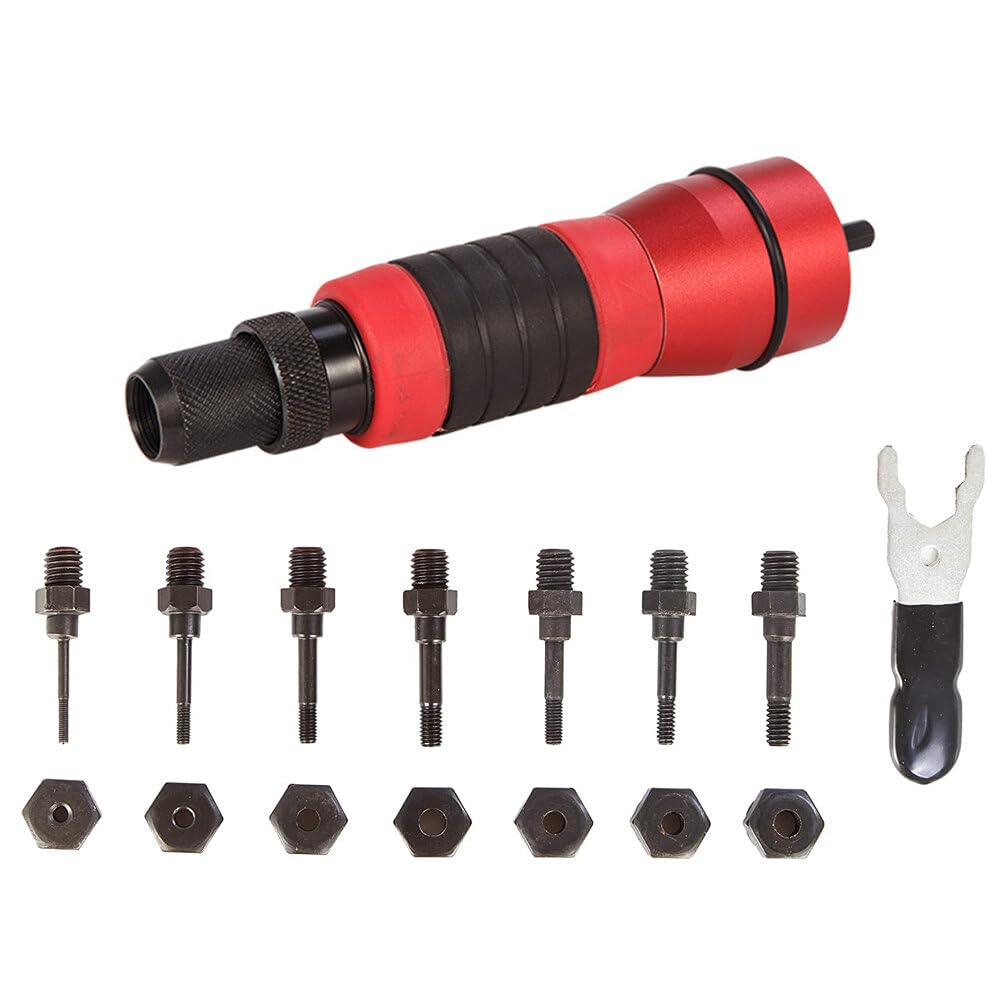 VIDOO Zestaw Adaptera do Nitonakrętek 3/8" Profesjonalny Adapter do Nitownicy z Powłoką Gumową