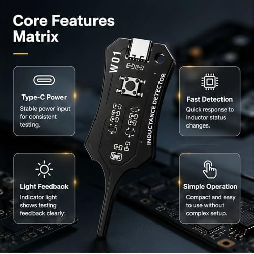 Type-C Inductor Tester, Coil Detection Tool for Circuit Board Repair, Electromagnetic Inductance Tester for Phone and PC Motherboard Troubleshooting — view 2