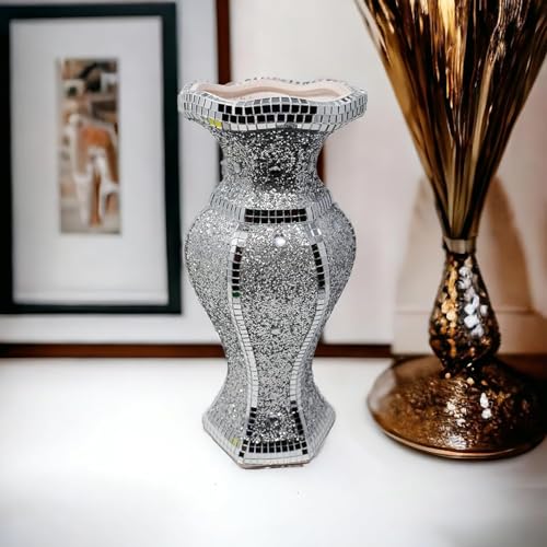 Vase en forme de diamant écrasé en céramique, cadeau design de 30 cm - 3