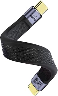 QIANRENON 240W USB4.0 C PD Fast Charging Short Cable 40Gbps USB Type C Male to Male Flat Data Short Cable 8K@60Hz Audio/Video,48V/5A Charging, for Smartphone Power Bank Laptop Tablet,13cm/5.1in