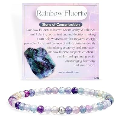 Farfume Fluorita Arco Iris - Concentración - Pulseras de Cuentas para las Mujeres, 4mm Cristal Plata de ley 925 Piedra Natural Elásticas con Piedras Preciosas de para Mujer, Joyería de Chakra Regalos | Ya disponible en tu tienda friki favorita! En mundofriki.es!