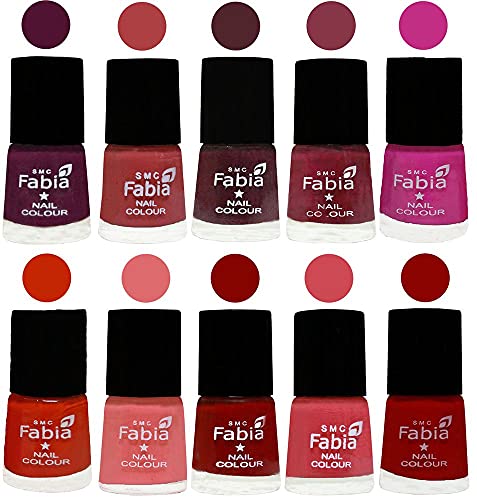 Image of ALL IN ONE (PACK OF 10), Long Lasting Glossy Nail Polish, 6 ml Each, All Vibrant Colours,02220