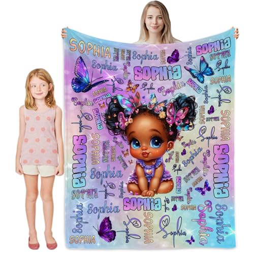 Personalized Baby Blanket for Black Girls, Custom African American Girl Blanket, Customized Soft Throw Blankets Monogrammed Name Blanket for Kids Toddler Newborn Christmas -  Artsadd