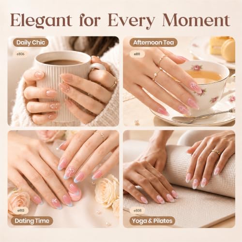 Image of Beetles Jelly Gel Nail Polish Set, 8 Colors Nude Pink Gel Polish | Milky White Neutral Sheer Gel Nail Kit Translucent Effect French Nail Art Nail Concealer Soak Off UV Manicure Gift for Women