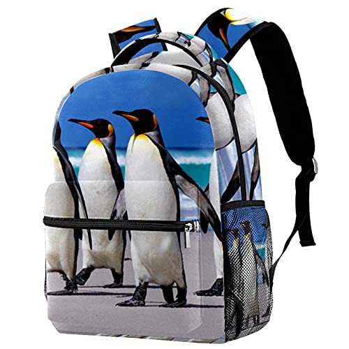Sac à dos de voyage ergonomique pingouin pour fille et garçon avec filet gourde