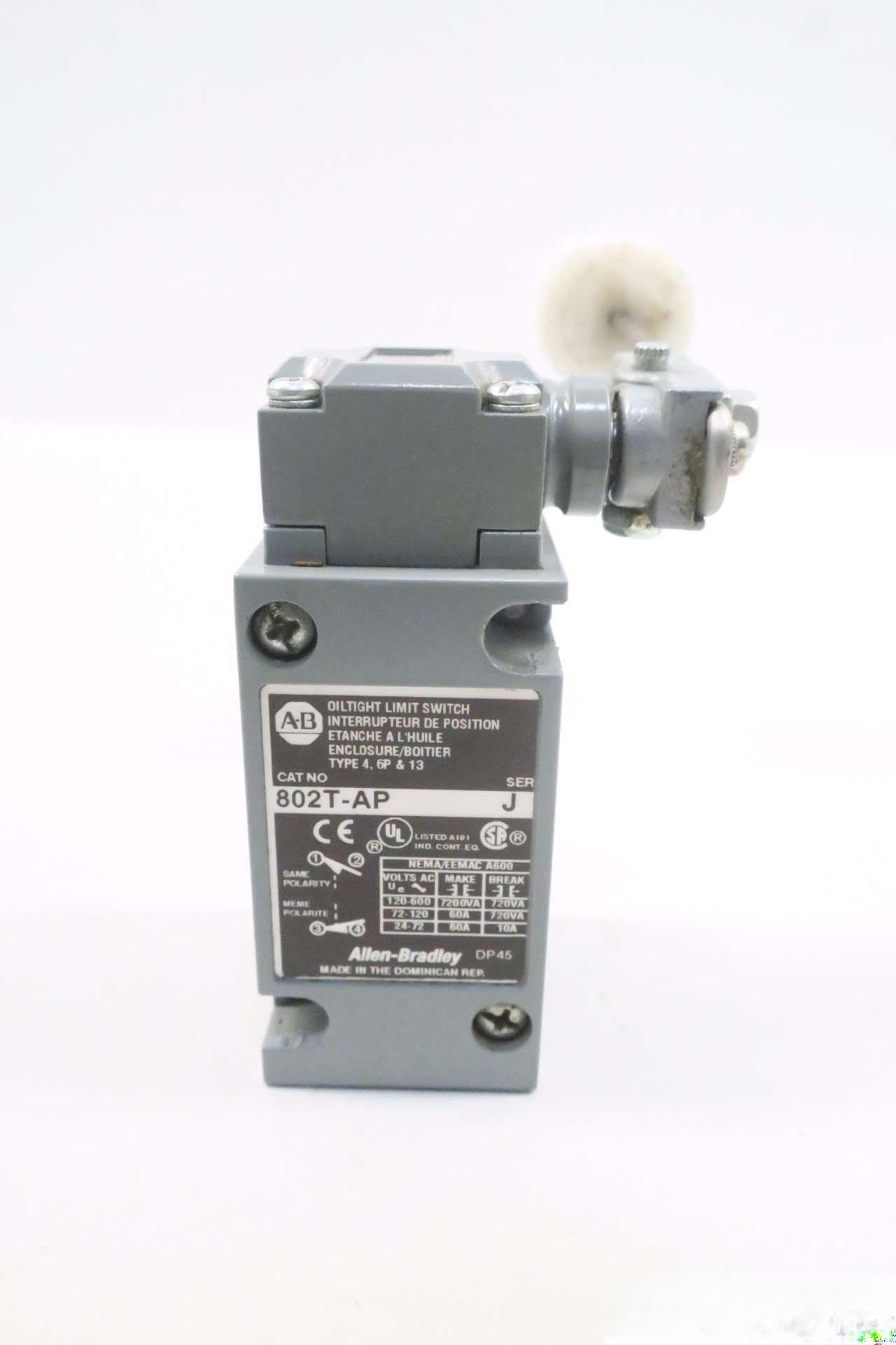 ALLEN BRADLEY 802T-AP OILTIGHT LIMIT SWITCH SER J 600V-AC D549027