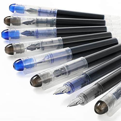 Pack Of 12 Disposable Fountain Pens Smooth Writing Fountain Pens Large Capacity Pens Ink Pens With A Plastic Boxes For Note Taking For Drawing Calligraphy Art (Black And Blue Ink) #TOP11