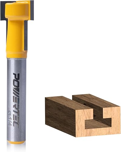 Miniatura 24 de POWERTEC Broca de router de pista T, broca de router con punta de carburo de tungsteno, vástago de 1/4 pulgadas, 7/16" de diámetro, pared