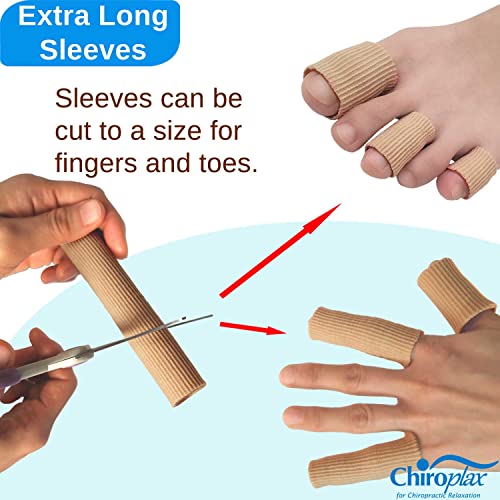 Chiroplax Toe Tubes Sleeves Protectors Cushions Fabric & Gel Lining Finger Toe Separator Tubing For Bunion, Hammer Toe, Callus, Corn, Blister (5 Pack, Size Medium) #TOP4