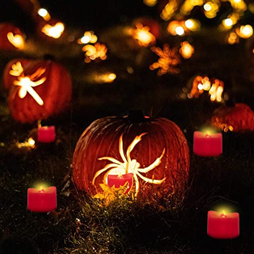 Homemory Flameless Candles, Pack Of 24 Flickering Led Tea Light Candles Battery Operated, Red Tea Lights, Batteries Included #TOP7