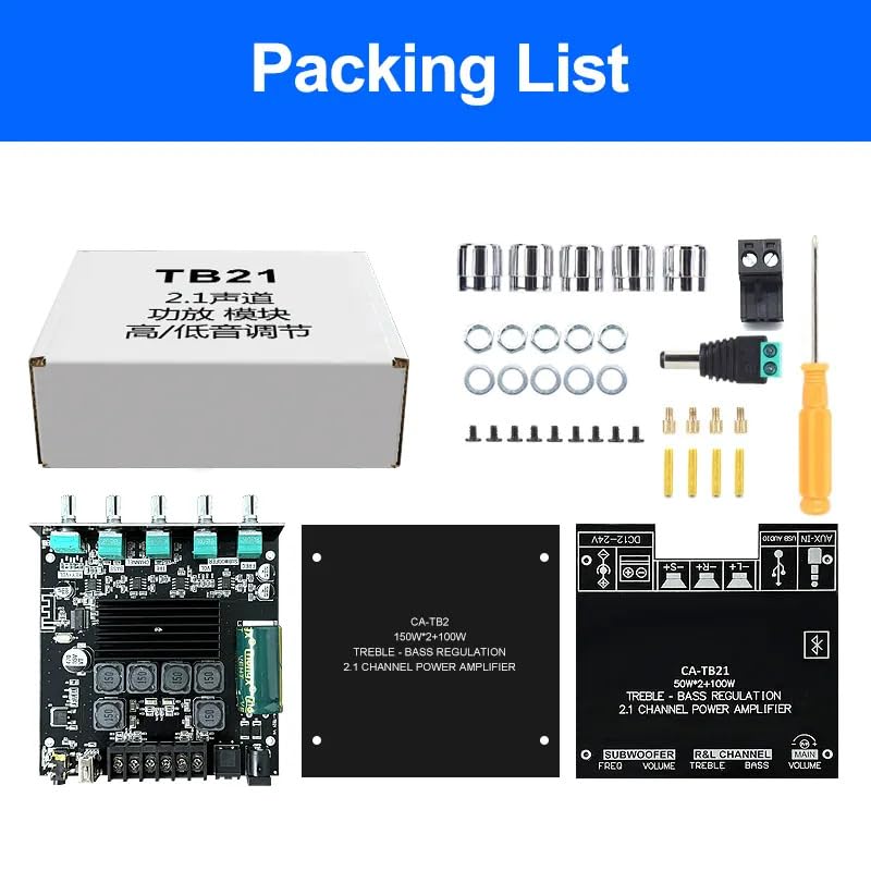 Image of DHRUVPRO CA-TB21 2.1Channel BT Amplifier Board Original TPA3116D2 Chip 2x50W+100W HIFI Audio Power Amplifier Board ZK-TB21