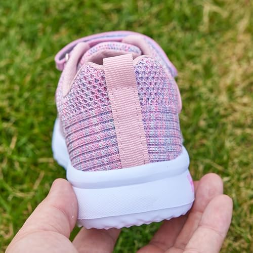 Cute Preppy Style Athletic Shoe with Heart and Floral Pattern, Breathable Fabric Low Top with Hook and Loop Closure, Round Toe EVA Sole Casual Running Trainers for Training4