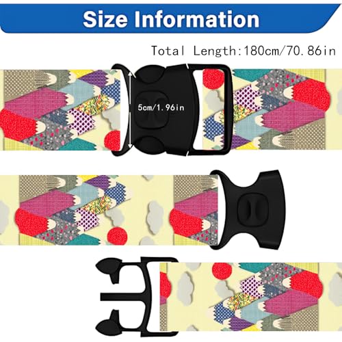 Image of 2 Pack Luggage Straps for Suitcases, Adjustable Travel Belt with Buckle, 2 inch Wide Heavy Duty Suitcase Straps for Summer Adventure, Artistic Mountain Collage Pattern, Travel Essentials, Multi