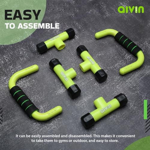 Image of AIVIN Pro-Active Curved Push-Up Bar Home Gym Equipment for Men & Women for Training, Exercise Push up Stand Gym Accessories Home Use for Chest, Pushup Anti-Slip Push Ups Stand (Green)