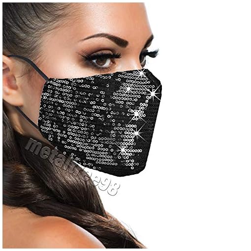 metaltree98 Women’s Lady’s Sequin Color Fashion Bling Face Nose Mask With Adjustable Ear Loops Washable Reusable Breathable - Image 3