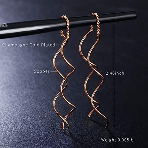 Acefeel Fresh Style Exquisite Threader Dangle Earrings Curve Twist Shape For Women's Gift E159 #TOP3