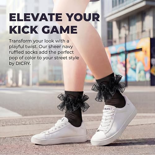 Image of Dicry Socks for Women, Big Ruffle Socks with Turn Cuff and Double Lace