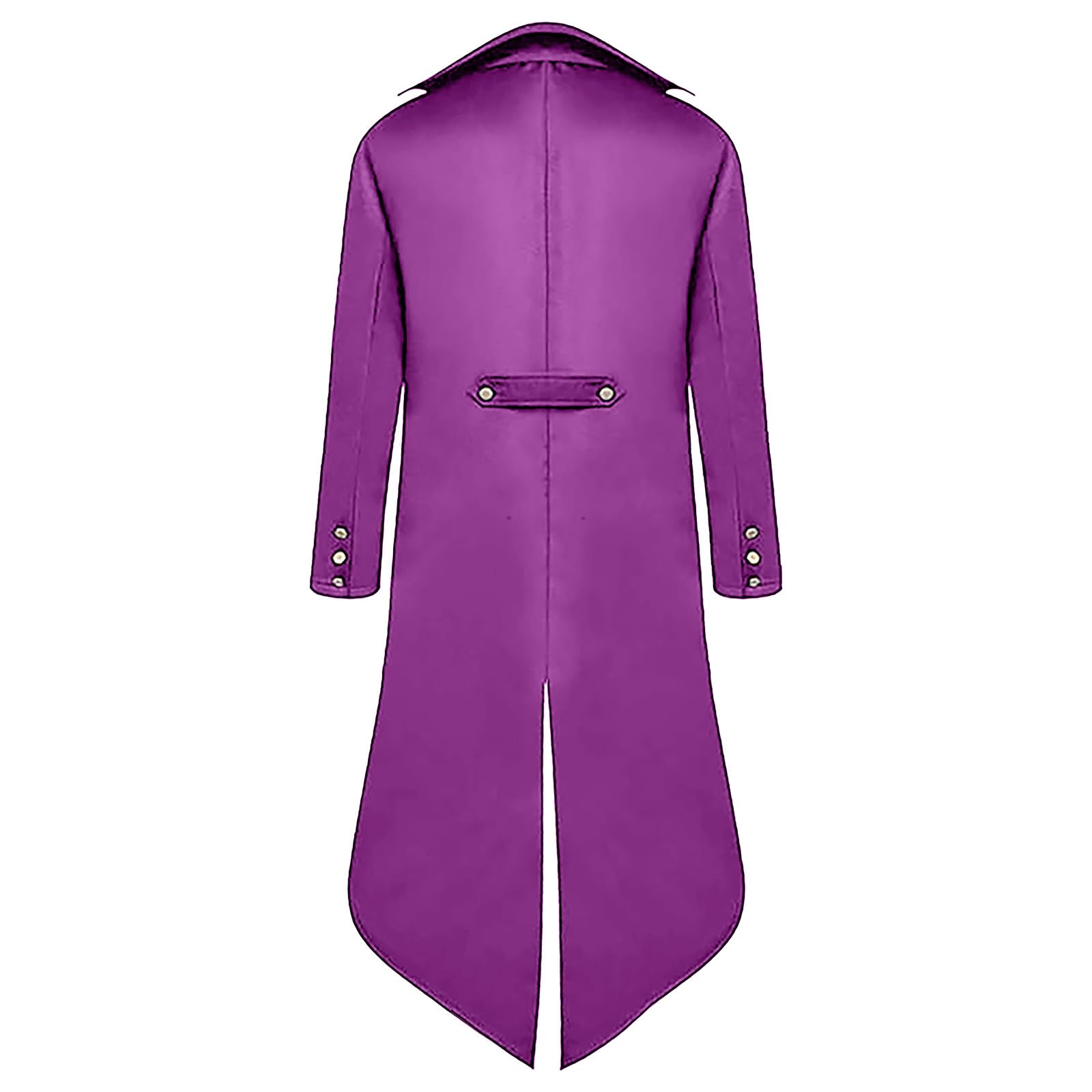 QEKFDOV Men's Steampunk Tailcoat,Medieval Gothic Victorian Frock Coat,Vintage Tailcoat Jacket Halloween Cosplay Costume (Purple, 2XL) - Image 2