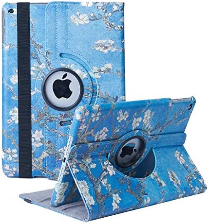 New iPad 9.7 inch 2018 2017/ iPad Air 2 Case - 360 Degree Rotating Stand Smart Cover Case with Auto Sleep Wake for Apple iPad 9.7" (6th Gen, 5th Gen)/iPad Air (Apricot Blossom)