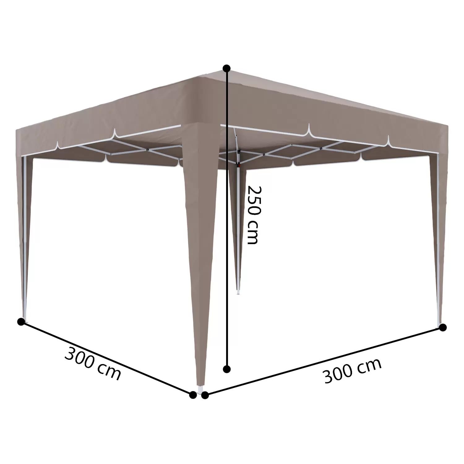 BRICOZONE Gazebo Pieghevole 3 x 3 M Idrorepellente con Struttura in Acciaio Copertura 160 gr/m² e 4 Sacche per Pesi Sacca di Trasporto Chiusura a Fisarmonica per Giardino Campeggio Fiere (Tortora)