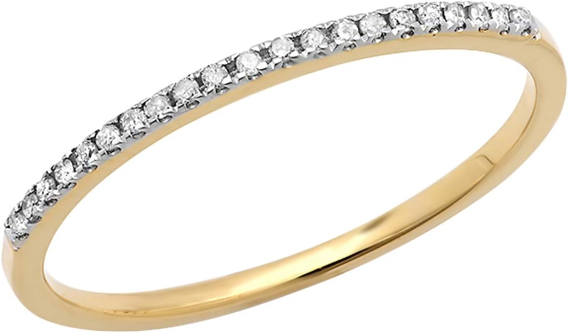 Dazzlingrock Collection 0.10 Ctw Round White Natural Diamond Stackable Wedding Band for Her in 10K Real Solid Gold