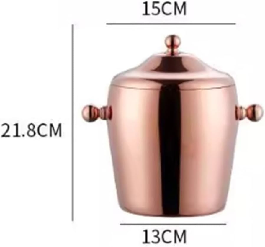 Ice Bucket 2L Stainless Steel Ice Bucket With Handle Double Layer Champagne For Bar Party Drinks and Wine Cooler(Multi-colored)