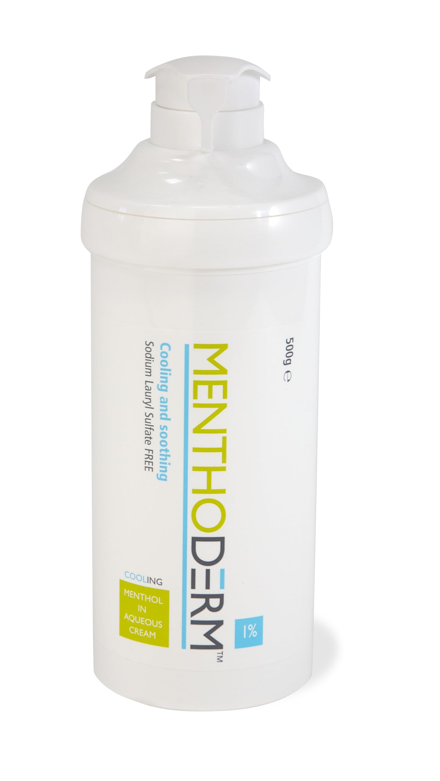 Menthoderm 1% 500g Pump - Soothing Menthol Cream, Anti-Itch, Eczema & Psoriasis Relief, Itch in Pregnancy, Menopausal Hot Flush Cooling, SLS Free, Paraban Free