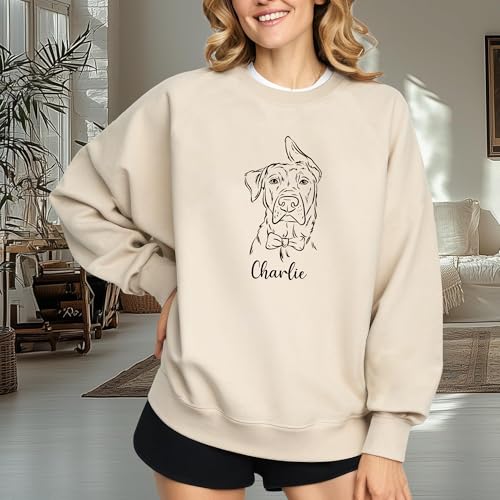 Noni Personalized Portrait Hoodie or Sweatshirt with Dog Cat Photo, Custom Sweatshirt with Drawing and Name, Unique Gift for Dog Mom Dad, Animal Lover Birthday 42