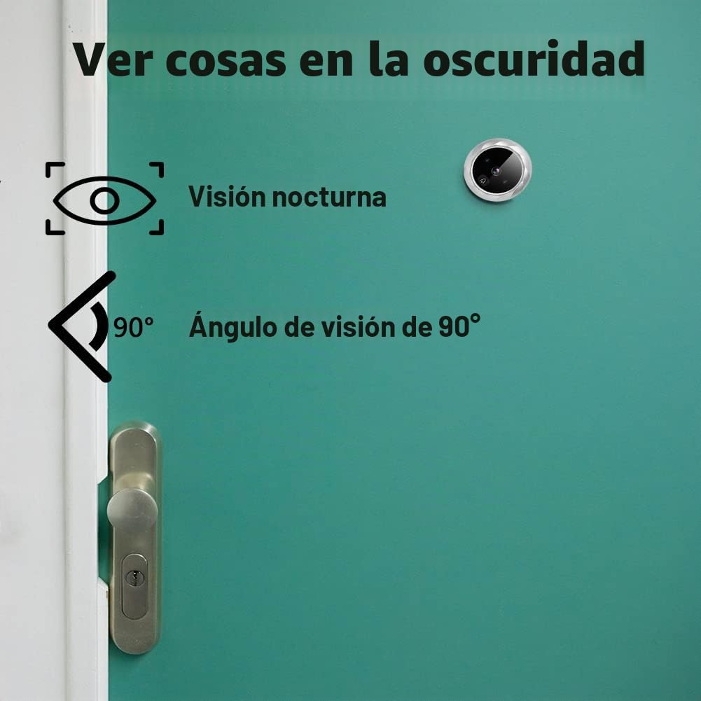 Visor de Puerta Visual, Mirilla,Cámara de Seguridad Digital con Mirilla con Pantalla LCD de 2,8 Pulgadas Función de Timbre de Visión Nocturna Infrarroja Función de Toma de Fotos(Plata)