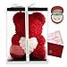 DE L'AMOUR PRESENTS Roter Rosen Bär mit Herz 40cm hoch aus Ewigen Rosen in Geschenkbox und mit silbernen Ohrringen aus 925er Sterling, perfekt für Geburtstage, Valentinstag, Muttertag, Frauentag