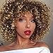 Produktbild Royalvirgin kurze, lockige Afro-Perücke aus Kunsthaar mit Ombré-Schwarz und Braun-Blond-Mix