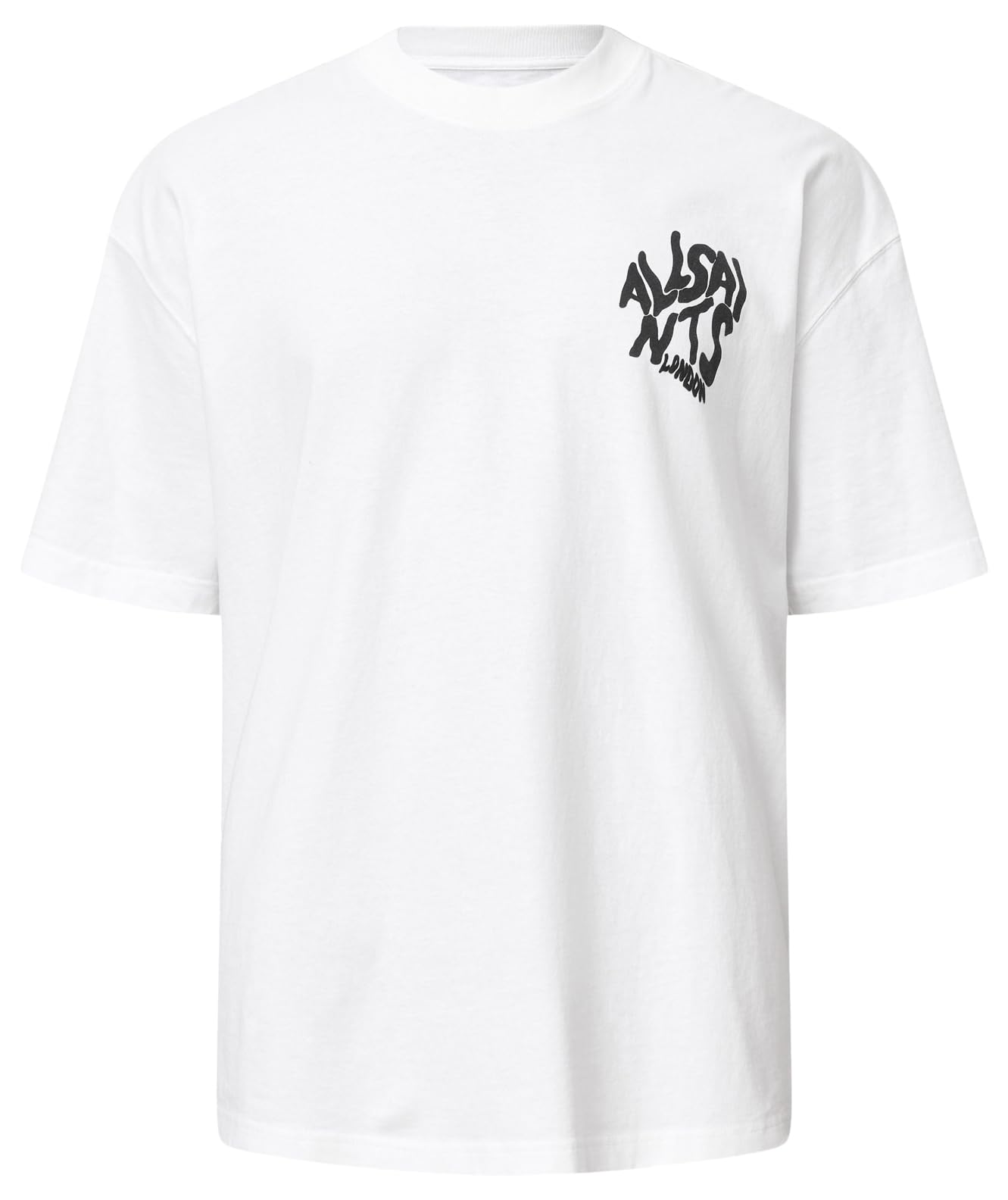 Allsaints Men's Orlando Ss Crew, Ashen White, XXL