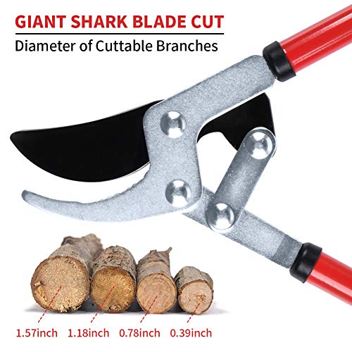 Gardtech Extendable Bypass Lopper, 25-38 Inch Telescopic Tree Trimmer With 2 Pack Garden Pruning Shears, Heavy-Duty Branch Cutter With 2 Inch Cutting Capacity, Black/Red #TOP3