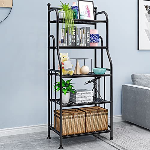 Tie-Dailynec 5 Tier Metal Plant Stand Iron Flower Pots Holder Storage Shelf, Planter Display Rack Indoor And Outdoor Multiple Shoe Organizer For Garden Balcony Living Room Kitchen Bathroom (Black) #TOP4