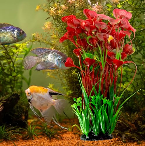 Image of kathson Tall Plastic Aquarium Plants,16 Inches Artificial Plant for Fish Tank Large Silk Aquarium Plants Decor Freshwater and Saltwater Fish Tank Seaweed Decorations for Small Tanks