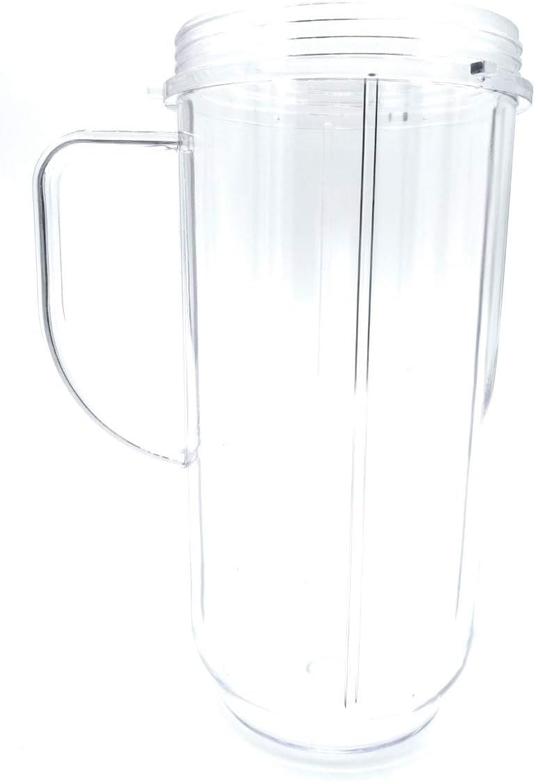 Blendin Replacement Cup with Flip Top To Go Lid - Blender Jar Accessories Compatible with Magic Bullet Blender MB-1001, MB-1001B, MBR-1101, MBR-1701, MBR-1702, MBR-0301 - 22oz Mugs (2 Pack)