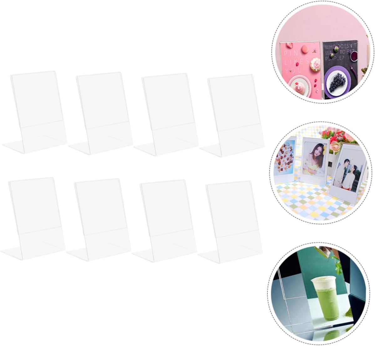 8pcs Clear Acrylic Sign Holders for Desktop Display Vertical Payment Qr Code Stand High-definition Transparent Design for Menus Brochures